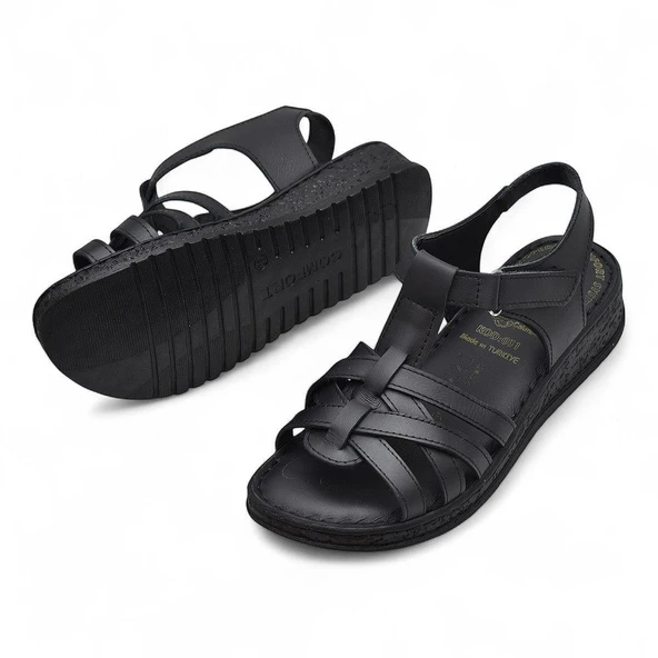 8152 TAM ORTOPEDİK Hakiki Deri Kadın Sandalet Deri Sandalet İvazn - 4