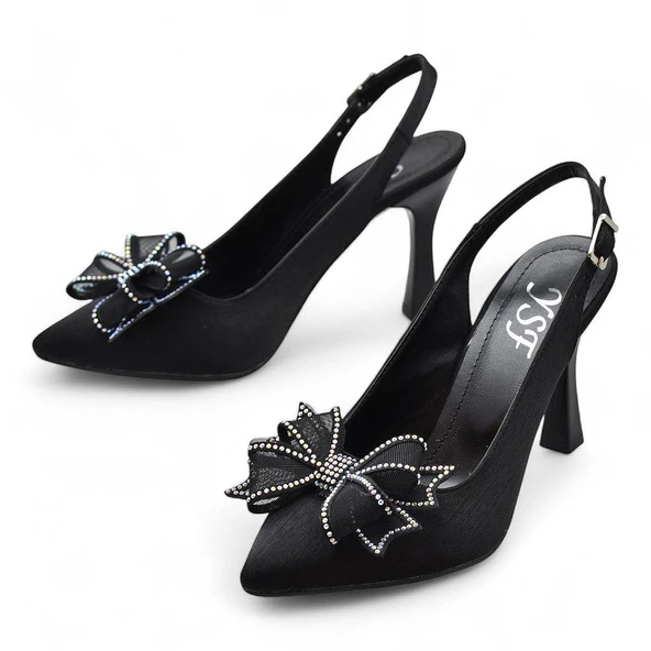 6513 Fiyonklu Taşlı 9cm Kadın Topuklu Ayakkabı Abiye Düğün Nişan Ayakkabısı - 2