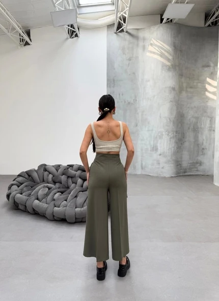 230 Gr Poly Viscose Full Lycra Metal Toka Aksesuarli Pantolon - 2