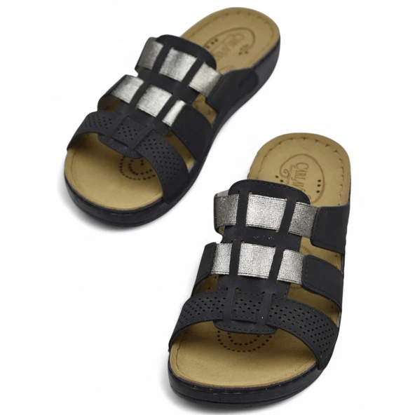 150988 CV TAM Ortopedik Taban Günlük Kadın Terlik Sandalet Lastik Yanlar