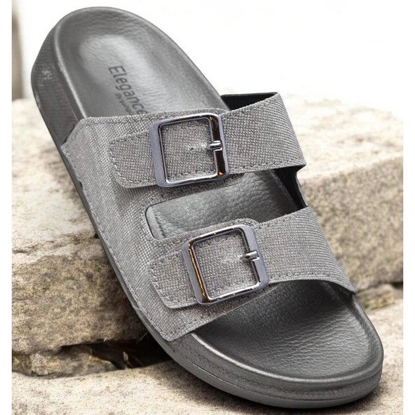 380 Rahat Ortopedik Taban Günlük Kadın Terlik Çift Toka Kadın Terlik Sim Detaylı - 7