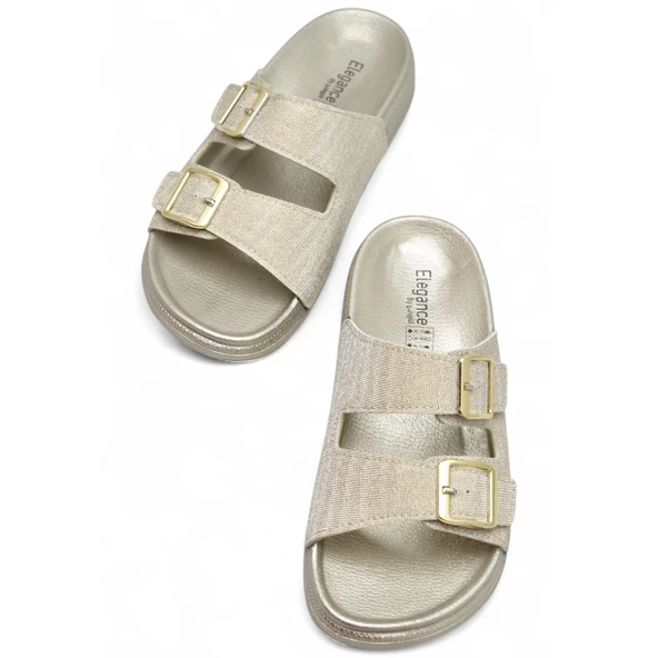 380 Rahat Ortopedik Taban Günlük Kadın Terlik Çift Toka Kadın Terlik Sim Detaylı - 5