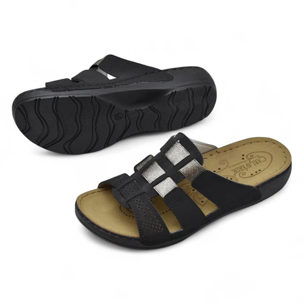 150988 CV TAM Ortopedik Taban Günlük Kadın Terlik Sandalet Lastik Yanlar - 4