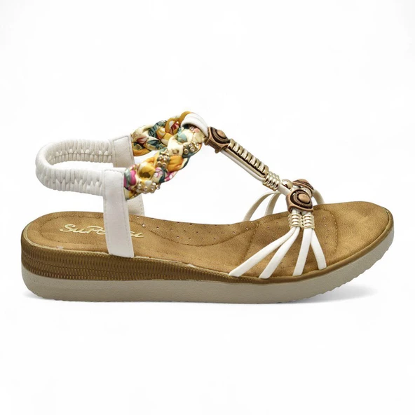 5626 Rahat Ortopedik Taban Taşlı Kadın Sandalet Günlük Sandalet - 4