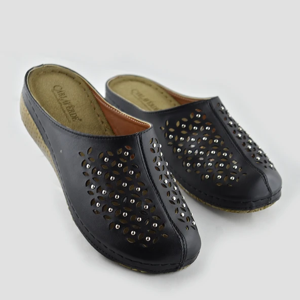 8670 Carlaverde Tam Ortopedik Kapalı Siyah Kadın Terlik Kapalı Terlik - 2