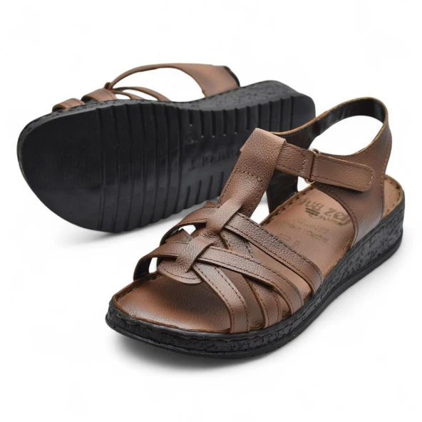 8152 TAM ORTOPEDİK Hakiki Deri Kadın Sandalet Deri Sandalet İvazn - 9