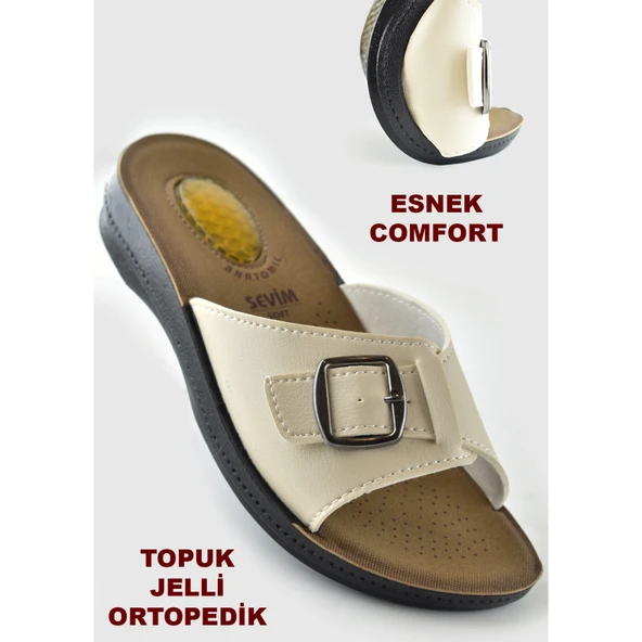 0533 Topuk Jelli Ortopedik Taban Günlük Kadın Terlik Sandalet - 7