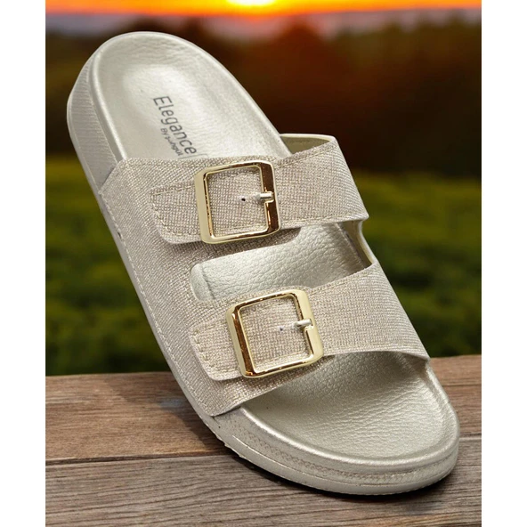 380 Rahat Ortopedik Taban Günlük Kadın Terlik Çift Toka Kadın Terlik Sim Detaylı - 4