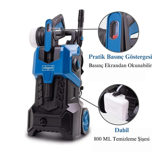 Scheppach HCE3000 Yüksek Basınçlı Yıkama Makinası 180 Bar 2400W - 3