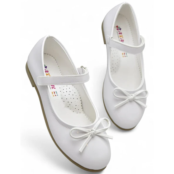 5953 Rahat Taban Tokalı Kız Çocuk Babet Ayakkabı Düğün Abiye Nişan Ayakkabısı