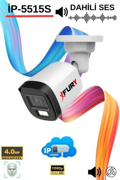 FURY Ip Güvenlik Kamera Seti 5 Kameralı Sesli 4mp Gece Renkli Su Geçirmez Ip5515s 500gb - 3