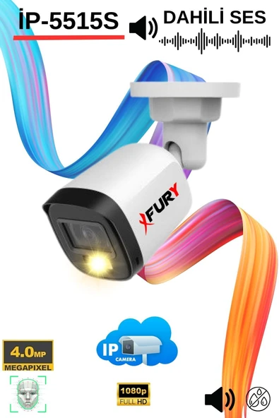 FURY Ip Güvenlik Kamera Seti 5 Kameralı Sesli 4mp Gece Renkli Su Geçirmez Ip5515s 320gb - 4