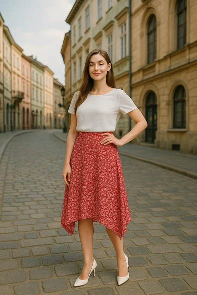 Kadın Asimetrik Kesim Çok Şık Etek - 5