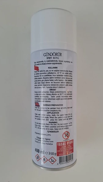 GÜNGÖRÜR SPREY BOYA 400 ml - BEYAZ - 2