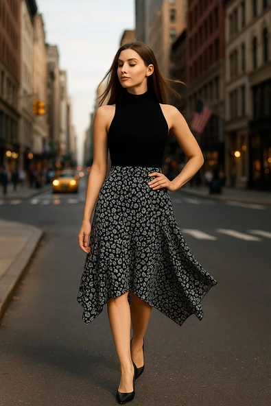 Kadın Asimetrik Kesim Çok Şık Etek