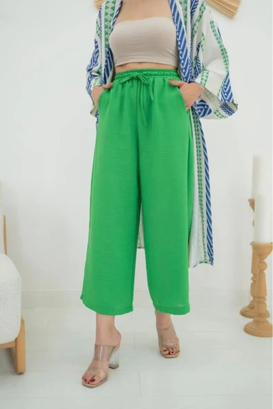 Yeşil Keten Pantolon - 2