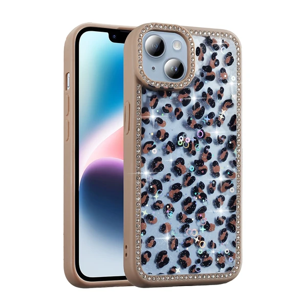 iPhone 15 Kılıf Taşlı ve Simli Tasarım Azra Kapak