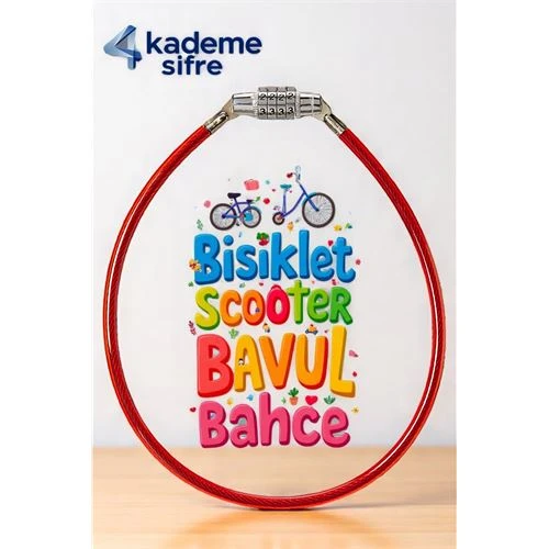 Şifreli Bisiklet Kilidi - 4 Kademe Şifreli Kablo Kilit - 50 cm Bavul Kilidi