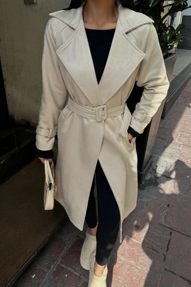 SÜET UZUN KABAN - Taş - Resim 2