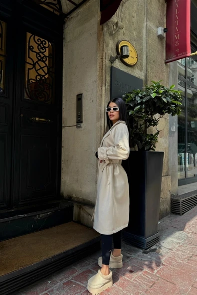 SÜET UZUN KABAN - Taş - Resim 3