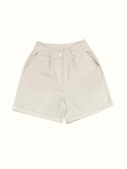 Slim Fit Duble Paça Gabardin Şort %100 Pamuk