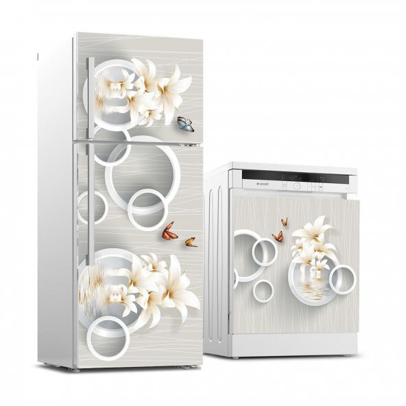 Buzdolabı ve Bulaşık Makinası Beyaz Eşya Sticker Kaplama Beyaz Halkalar
