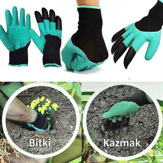 BUFFER® Toprak Kazma Ekme Çapalama İçin Korumalı Bahçe Bahçivan Eldiveni - 5