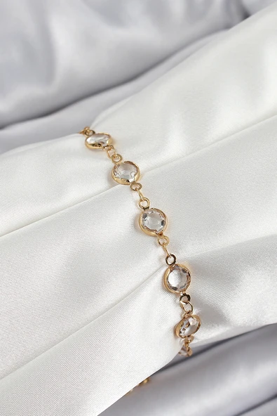 Pirinç Gold Renk Zirkon Taşlı Kadın Bileklik - TJ-BB7050