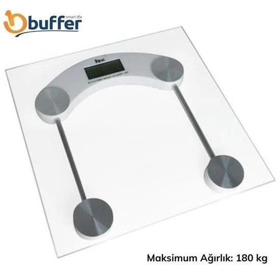 BUFFER® Dijital Kare Cam Baskül Darbelere Karşı Dayanıklı Terazi Yüksek Hassasiyetli Tartı Tf 1052 - 2