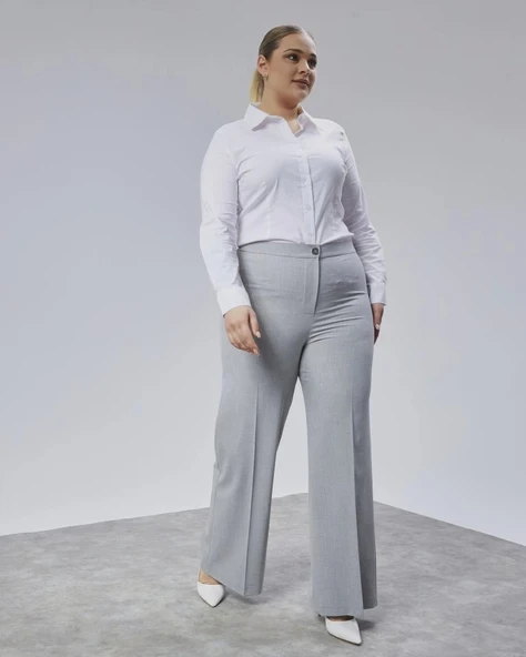 Poly Viscose Full Lycra Beli̇ Lasti̇kli̇ Battal Pantolon