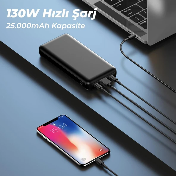 Woyax 25000mAh 130W Süper Hızlı Powerbank Laptop Notebook Macbook Taşınabilir Şarj Cihazı - Resim 2