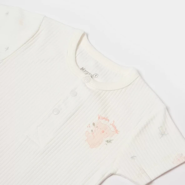 Koala Jungle Kısa Kol Bebek Body Pembe - 3