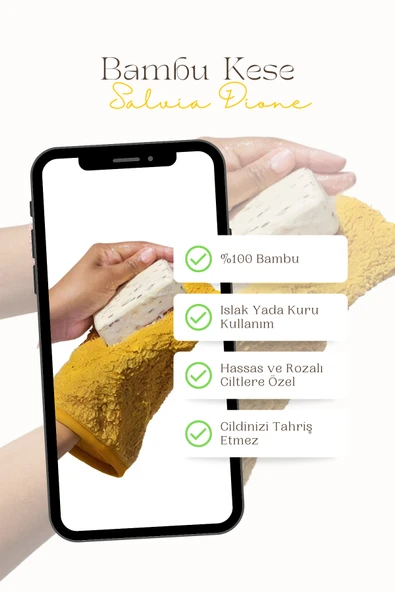 Salvia Dione Bambu Kese Banyo Lifi Doğal Peeling, Derin Temizlik, Spa Masaj Etkili Vücut ve Yüz Scrub Kesesi Cilt Bakım Lifi - 7