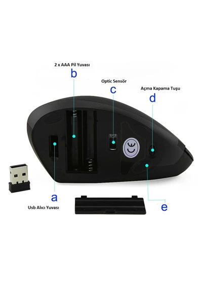 Plentiful Kablosuz Vertical Bilek Destekli Ergonomik Dikey Mouse 800/1200/1600 Dpi - 6