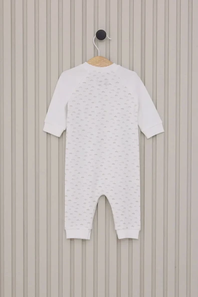 Erkek Bebek Uzun Kol Patiksiz Tulum  Krem - 3