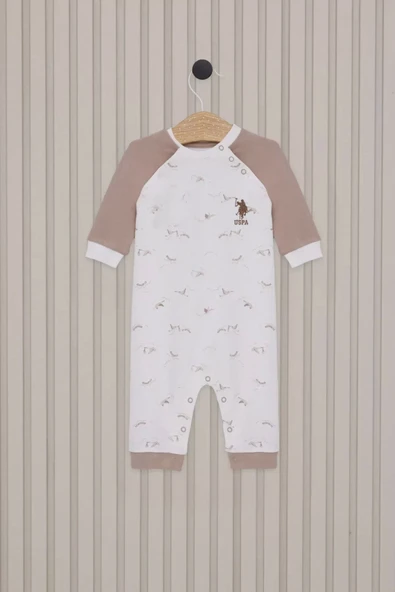 Erkek Bebek Uzun Kol Patiksiz Tulum Krem