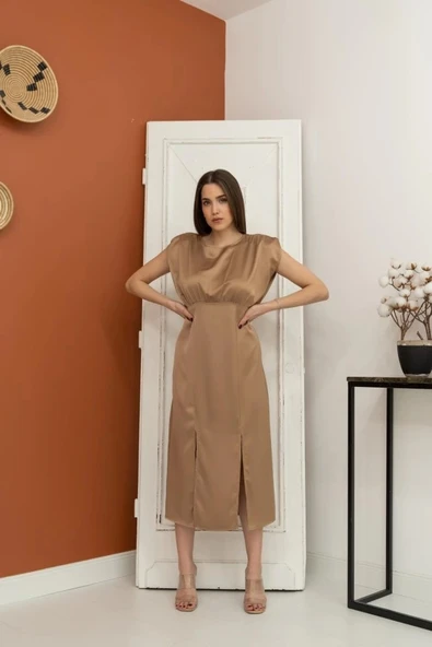 Vizon Eteği Yırtmaçlı Helen Elbise - 4
