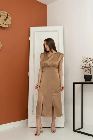 Vizon Eteği Yırtmaçlı Helen Elbise - 1