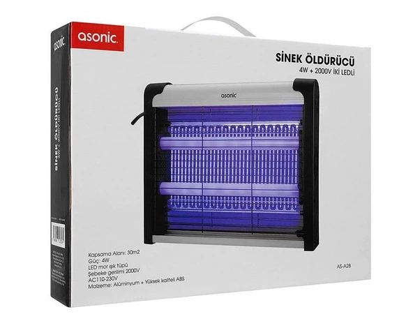 Asonic 2000 Volt İki Ledli Sinek Haşere Öldürücü - 30m2 Etkili - 4