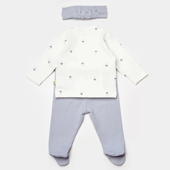 Love Floral 3 Parça Zıbın Seti Ekru Lila - 2