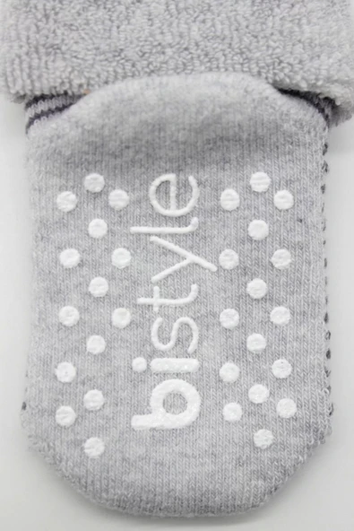 Çemberli Kaymaz Havlu Soket Çorap 2'li  Gri-antrasit - 5