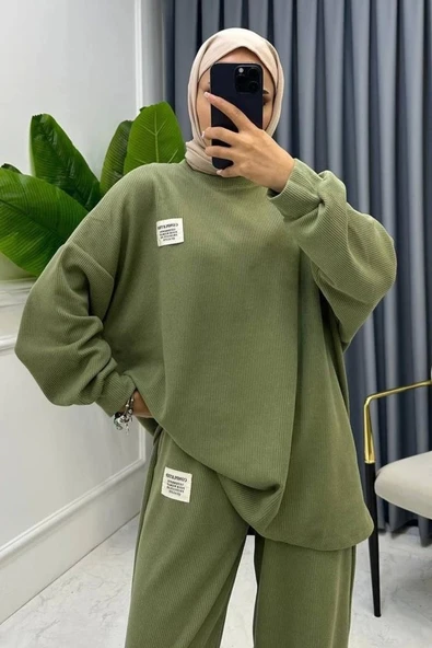 Mint Klasik Fitilli Kazak Ve Pantolon Takım - 3