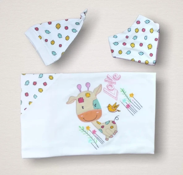 Love Zürafa Nakışlı 10lu Zıbın Takımı Hastane Çıkışı Ekru - 2