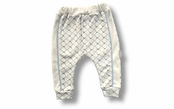 3-6 6-9 9-12 Ay My Camping Nakışlı Şapkalı Uzun Kollu Sweatli 3lü Erkek Bebek Takımı Ekru - Resim 3