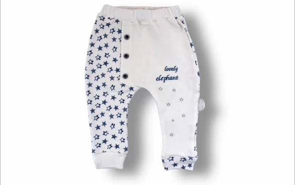 3-6 6-9 9-12 Ay Kutup Yıldızı Nakışlı Bandajlı Uzun Kollu Zıbınlı 3lü Erkek Bebek Takımı Ekru - 3