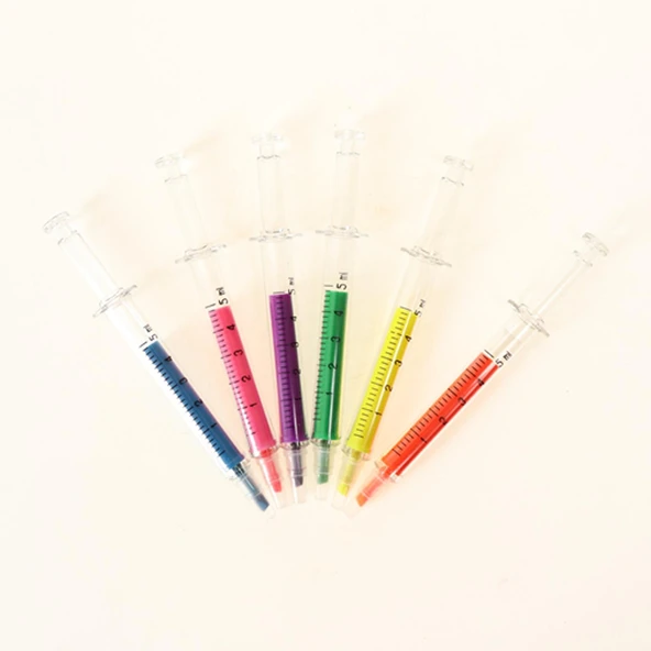ŞIRINGA TASARIM 6 RENK FOSFORLU KALEM