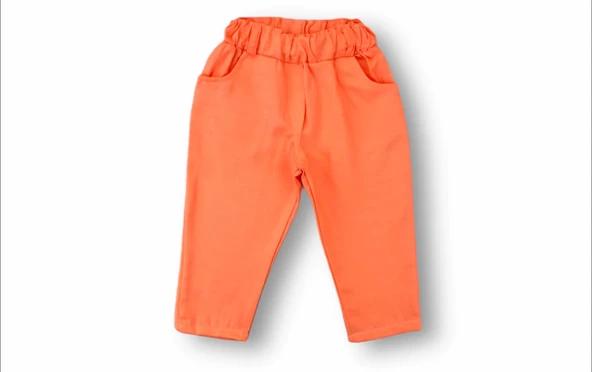 3-6 6-9 9-12 12-18 Ay Anadolu Çiçeği Nakışlı Kısa Kollu Sweatli 2li Kız Bebek Takımı Turuncu - Resim 3