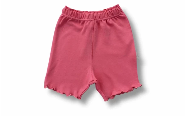 3-6 6-9 9-12 12-18 Ay Düğme Detaylı Bandanalı Kısa Kollu Sweat 3lü Kız Bebek Takımı Pudra - Resim 3