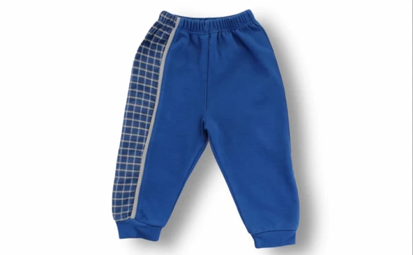 3-6 6-9 9-12 Ay Cep Saat Nakışlı Şapkalı Uzun Kollu Sweatli 3lü Erkek Bebek Takımı Mavi - Resim 3