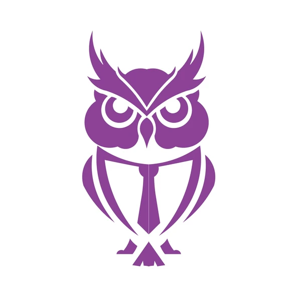 Kıravatlı Baykuş Sticker 17x17 Cm Mor ürün görseli